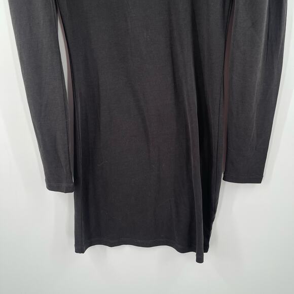 BOBI LOS ANGELES Dress Size Small Gray NWT Mini Long Sleeve Puff V-Neck Ribbed - Picture 8 of 11